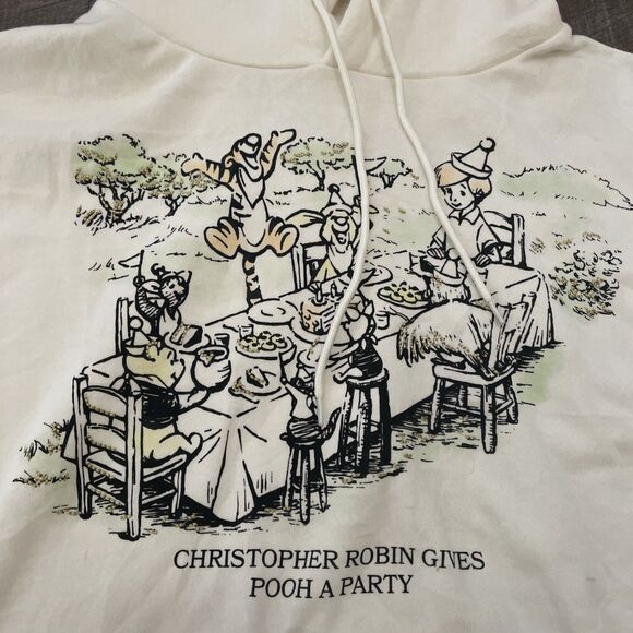 Disney Winnie the Pooh Cream Pullover Hoodie Size XL - Picture 1 of 11